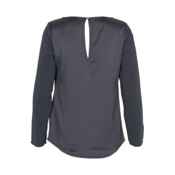 KAREN by SIMONSEN Dark Navy MESH Blouse TOP Ponda SEERSUCKER 38 $200 - Picture 2 of 7